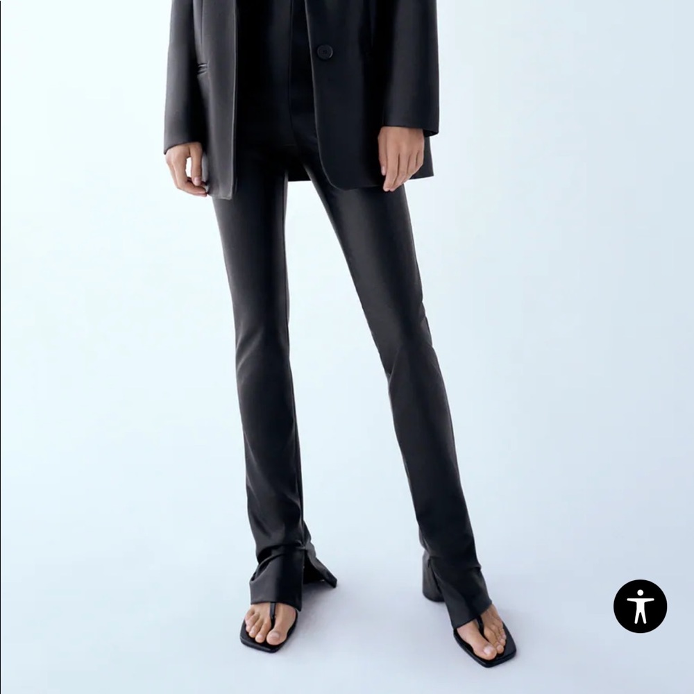 Zara XS long high waisted leather pants #NWT